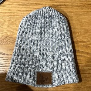 Love Your Melon Speckled Leather Patch Beanie